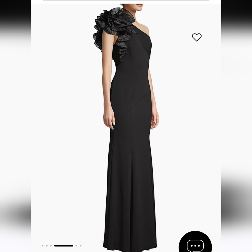Aidan mattox by Adrianna papell organza ruffle one shoulder gown - Picture 2 of 11